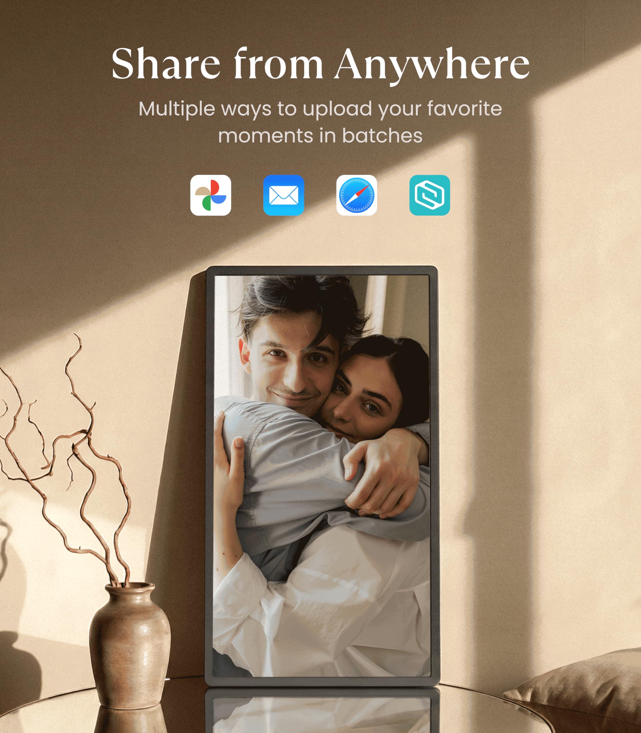 Cozyla Frame: 32" WiFi Digital Picture Frame with Large Display – No Subscription & Unlimited Storage, Support Long Video, Electronic Photo Frame for Gift, Share via Google Photos, App, Email, Web