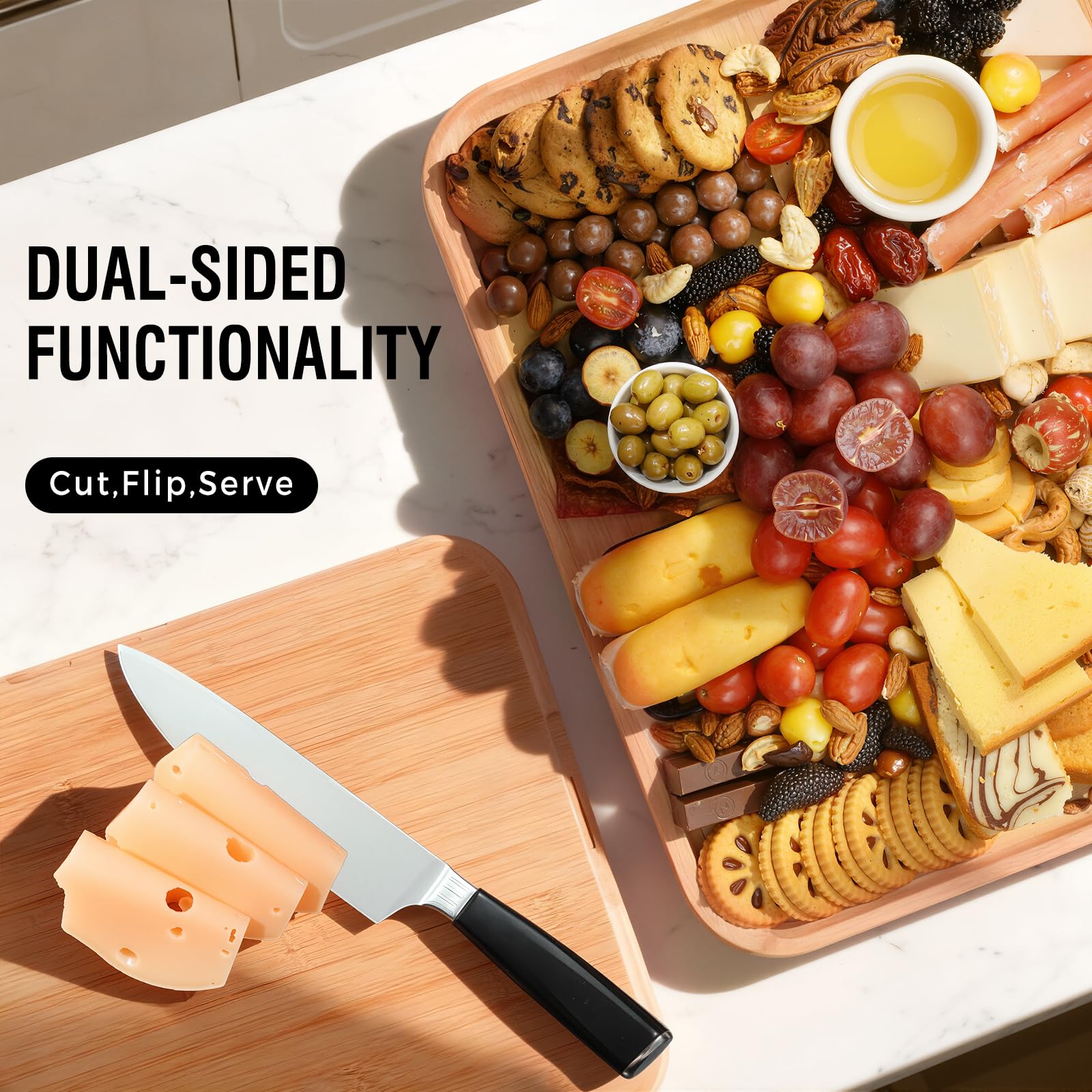 Renmxj Charcuterie Board with Clear Lid, Travel Portable Cheese Board Charcuterie Boxes Cutting Boards for Kitchen, House Warming Gifts New Home, World Cup Gift (Black, 6 Compartments)
