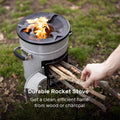 EcoZoom Rocket Stove – Heavy Duty Dual Fuel (Wood & Charcoal) Portable Camping & Emergency Stove, Insulated Body, Refractory Linings, Cast-Iron Cookware Compatible