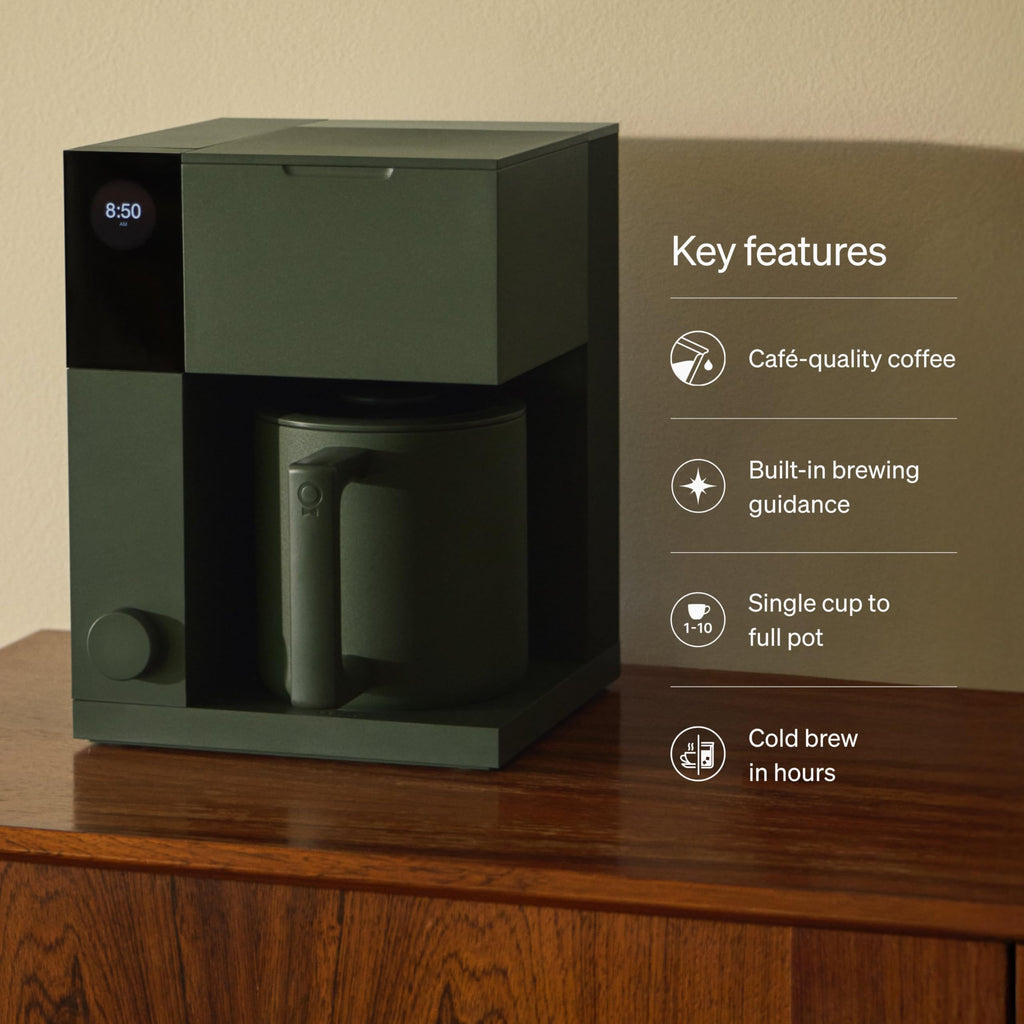 Fellow Aiden Precision Coffee Maker – 10-Cup Thermal Carafe, Programmable Drip Coffee Machine, Single Serve & Batch Brew, Adjustable Brew Strength, Removable Water Tank, Matte Black
