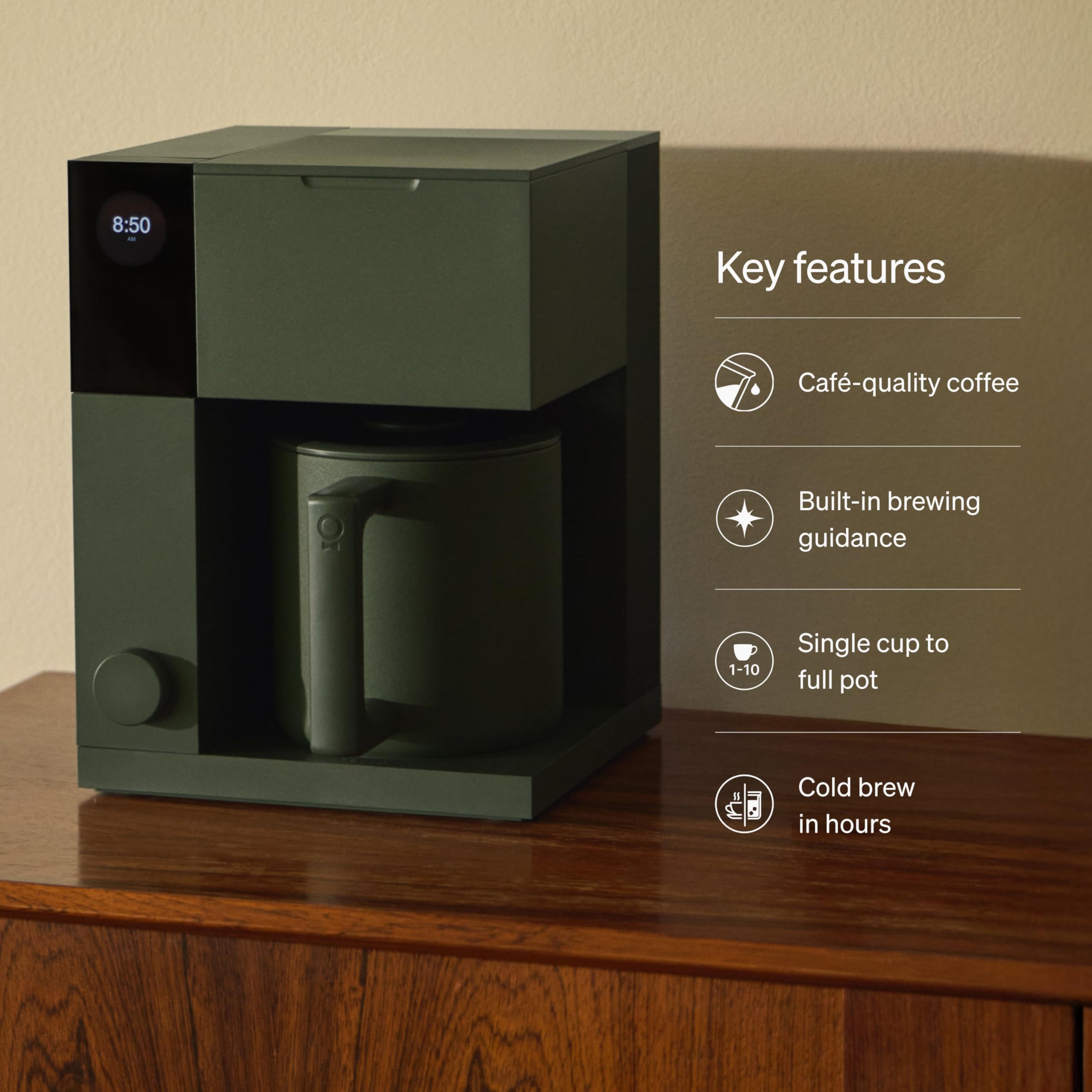 Fellow Aiden Precision Coffee Maker – 10-Cup Thermal Carafe, Programmable Drip Coffee Machine, Single Serve & Batch Brew, Adjustable Brew Strength, Removable Water Tank, Matte Black