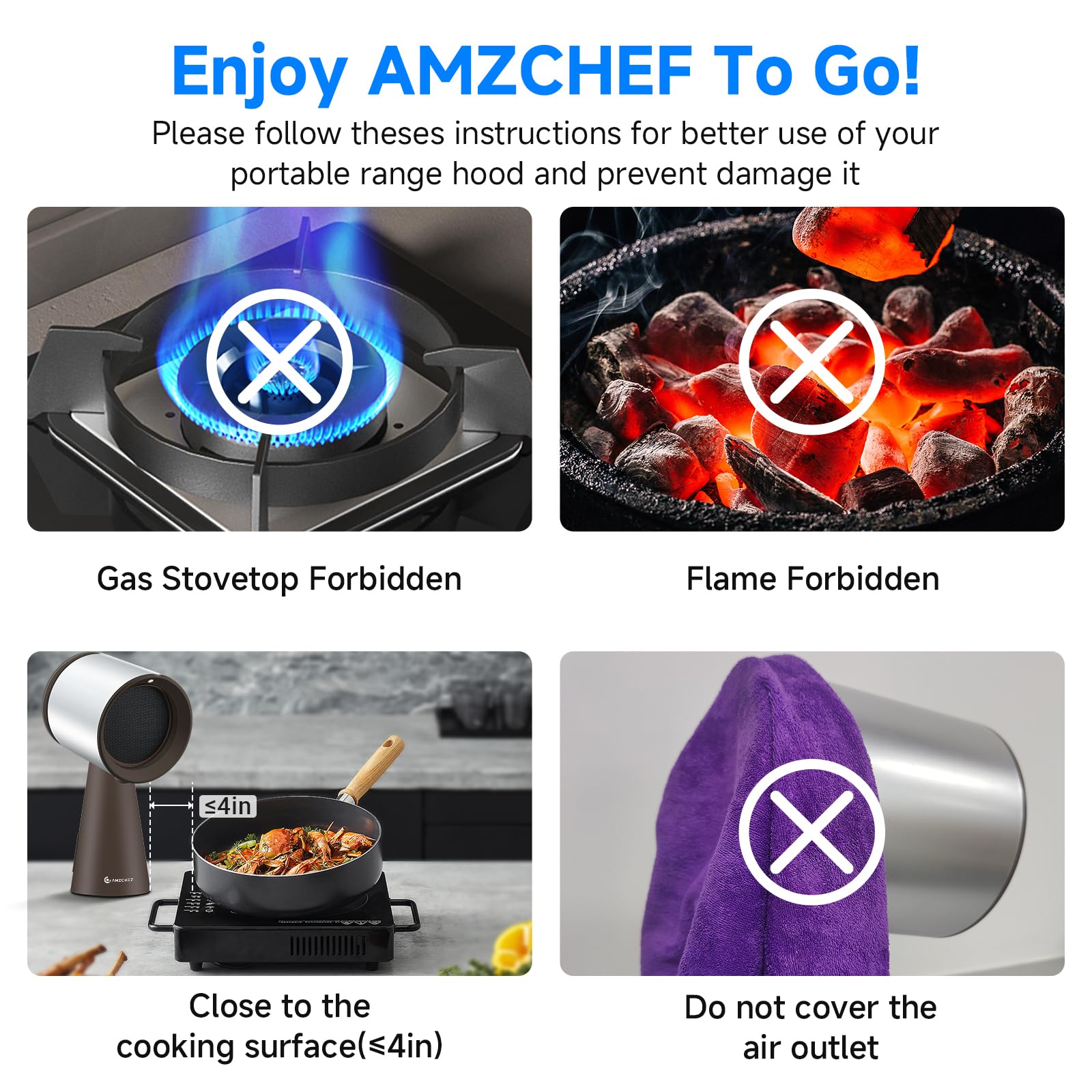 AMZCHEF Portable Range Hood, 3-Speed Desktop Exhaust Fan for Indoor BBQ & Hot Pot, Low-Noise Portable Kitchen Vent Hood with Large Oil Collection Cup & Detachable Aluminum Filter, Silver brown