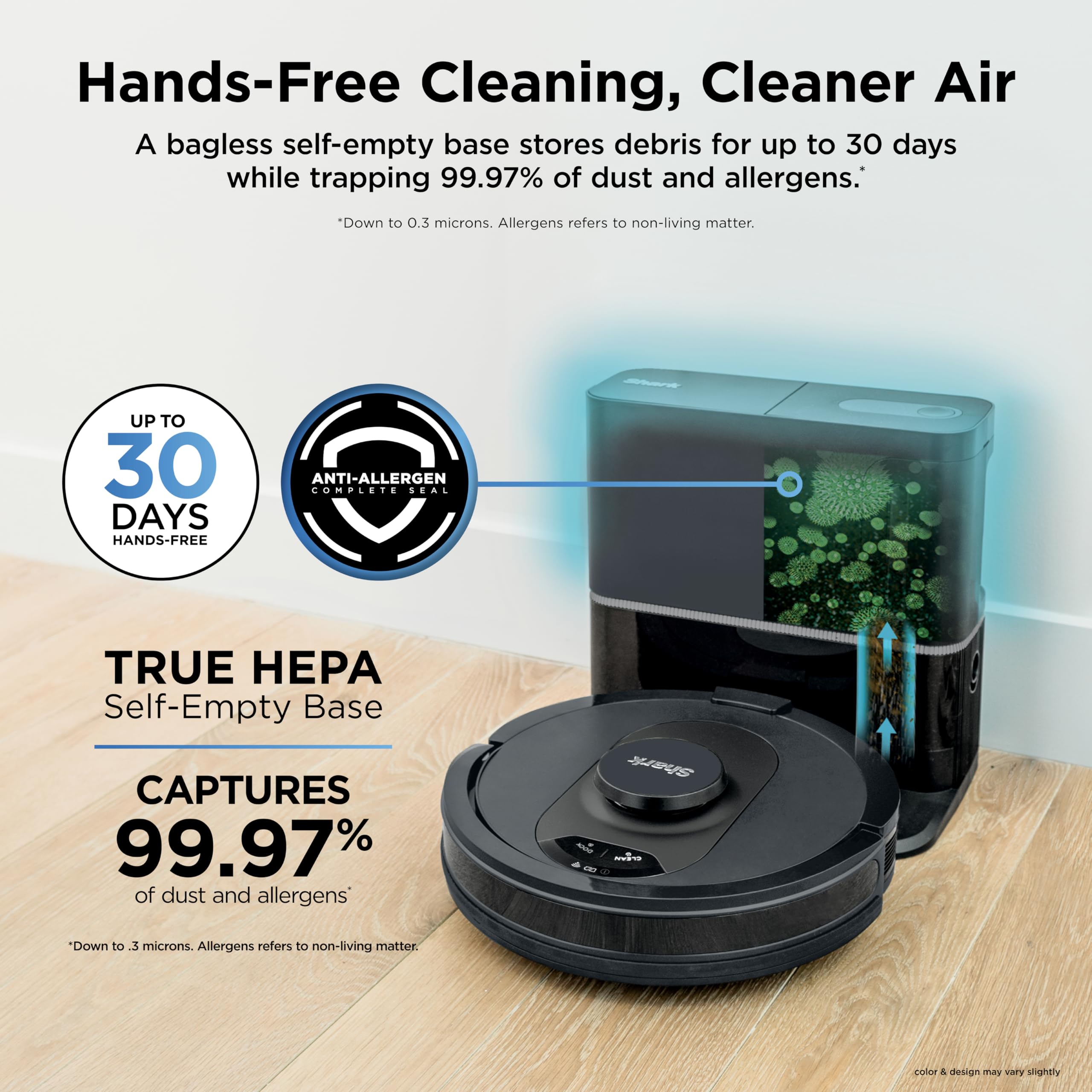 Shark AV2501S AI Ultra Robot Vacuum, with Matrix Clean, Home Mapping, 30-Day Capacity HEPA Bagless Self Empty Base, Perfect for Pet Hair, Wifi, Dark Grey