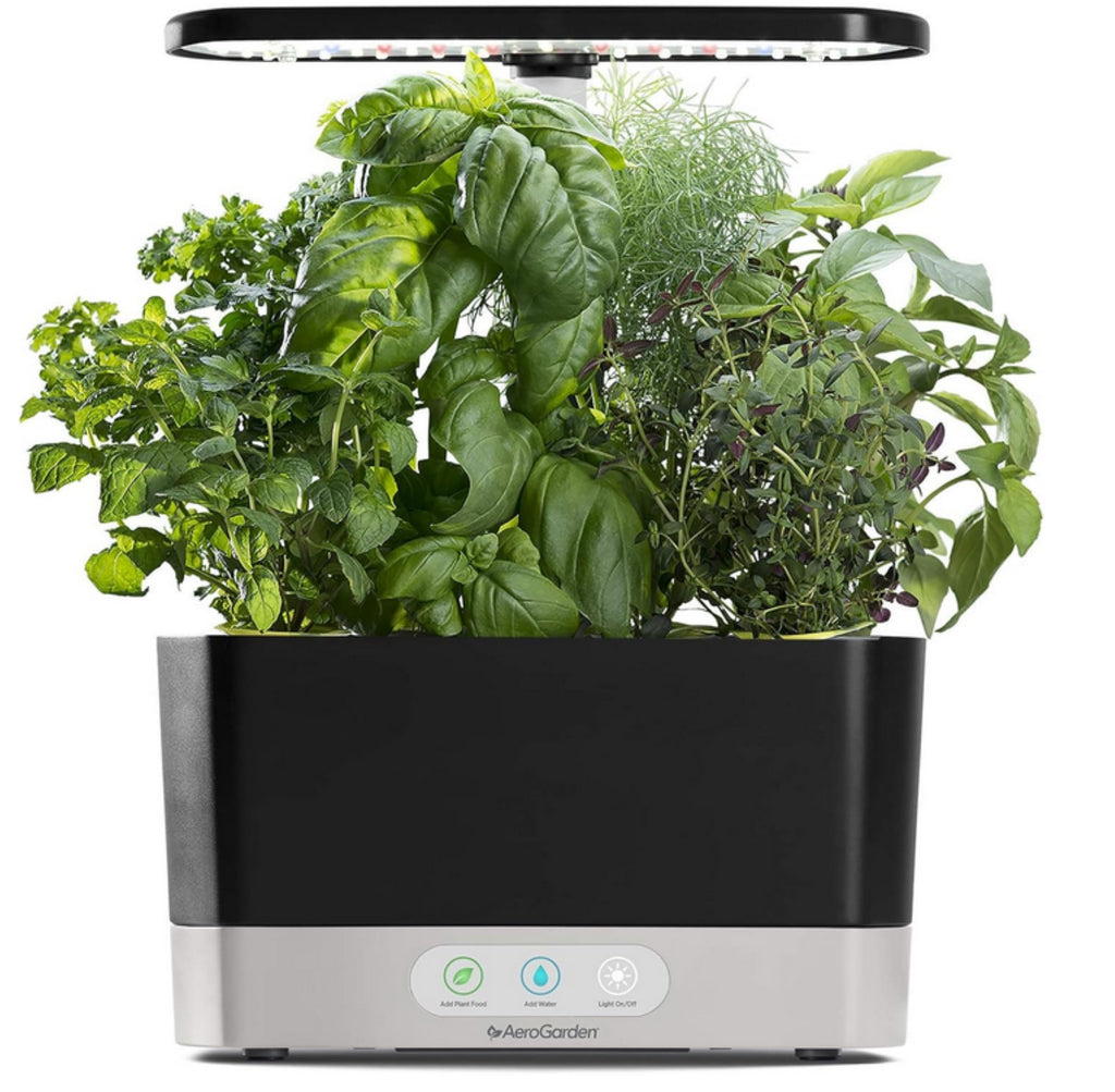 AeroGarden Harvest Indoor Garden Hydroponic System with LED Grow Light and Herb Kit, Holds up to 6 Pods, Black