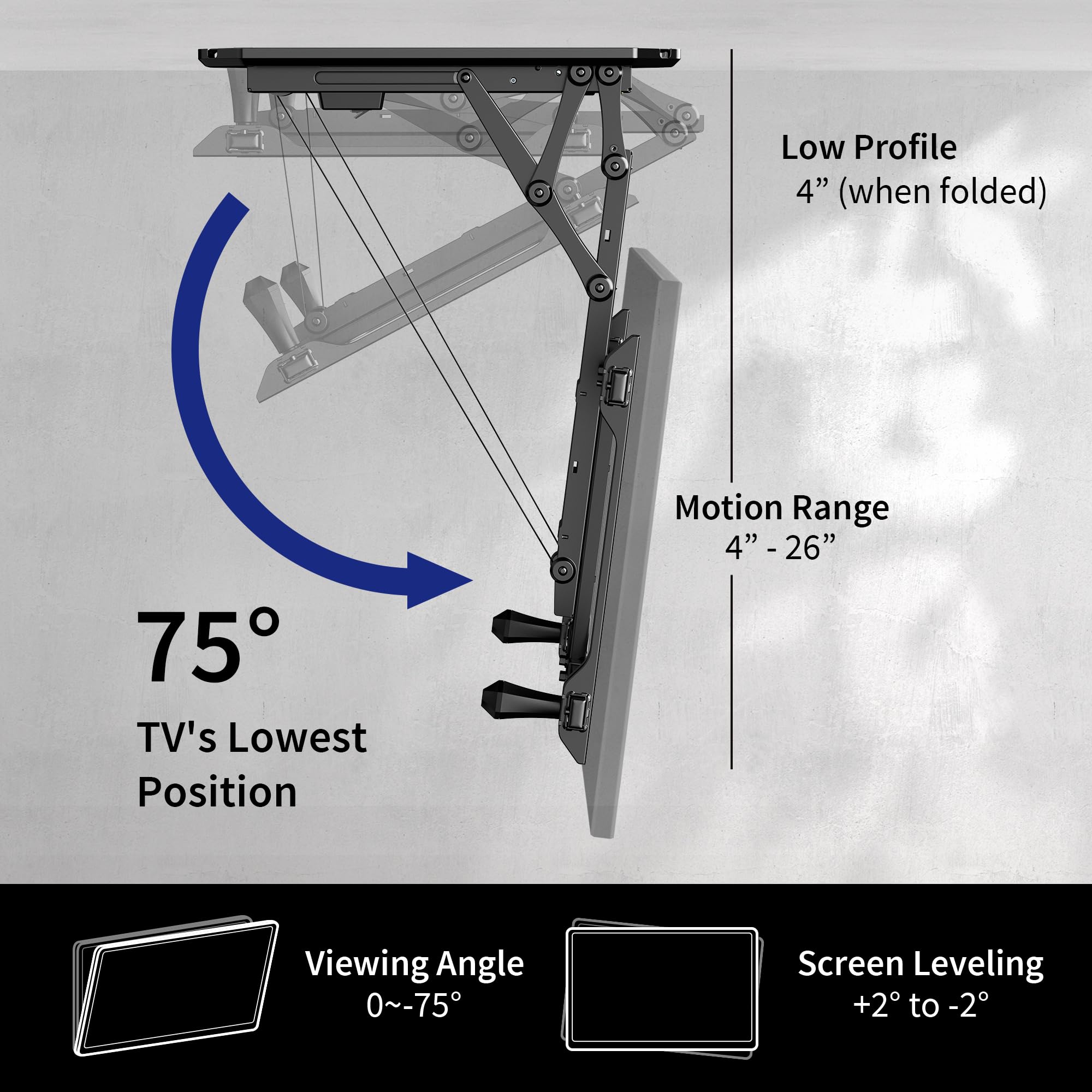 VIVO Electric Ceiling TV Mount for 32 to 70 inch Screens, Large Flip Down Motorized Pitched Roof VESA Mount, Master Pack, Black, MOUNT-E-FD70