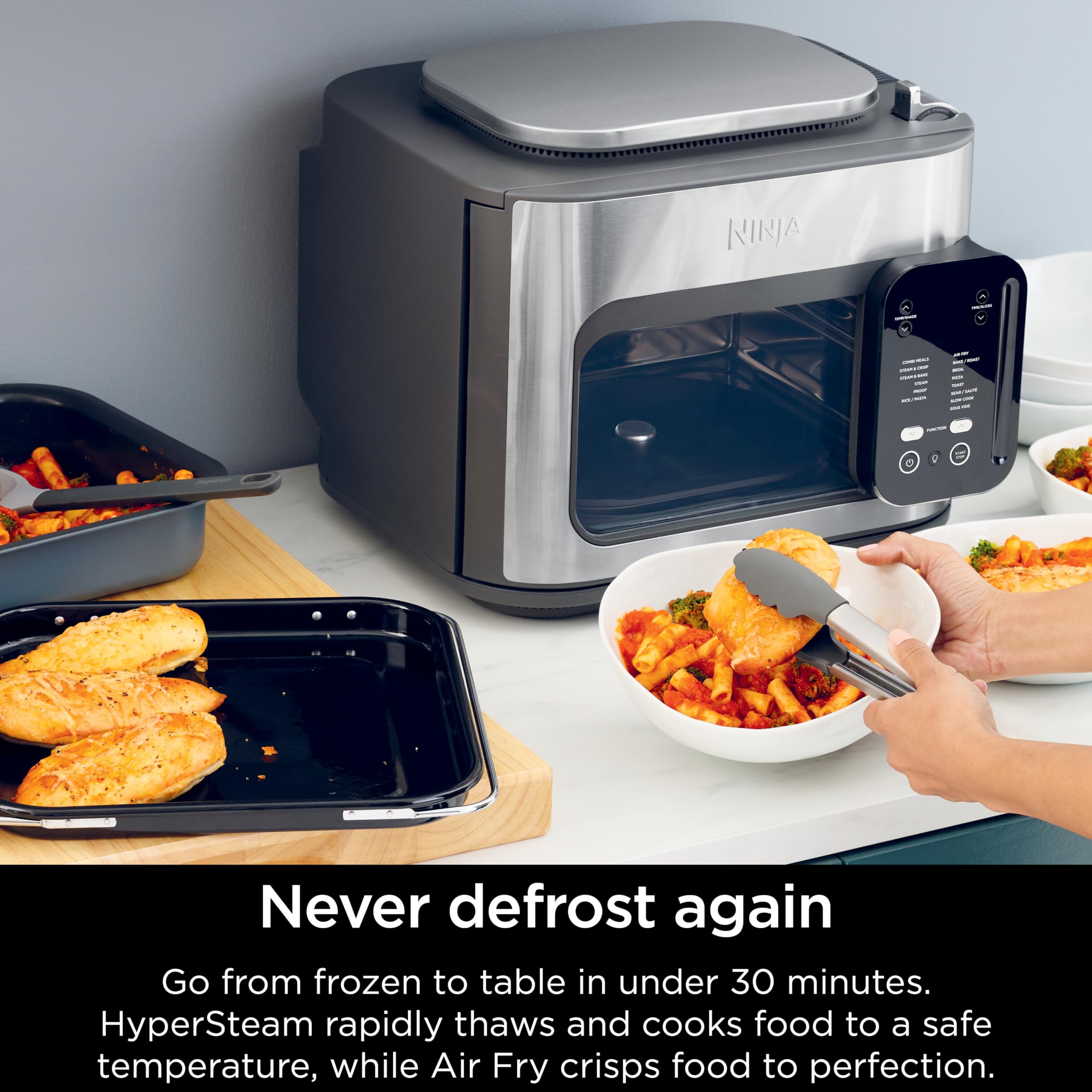 Ninja R-SFP701 14-in-1 Multicooker, Oven & Air Fryer, 15-Min Meals, 3 Accessories, Grey (Renewed)