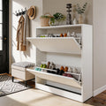 Ceredeme Shoe Cabinet with 2 Flip Drawers, Shoe Rack Organizer, Storage for Entryway with Adjustable Shelf, Hidden Cabinet for Hallway, Living Room, White 33" H x 28.7" W x 10.23" D