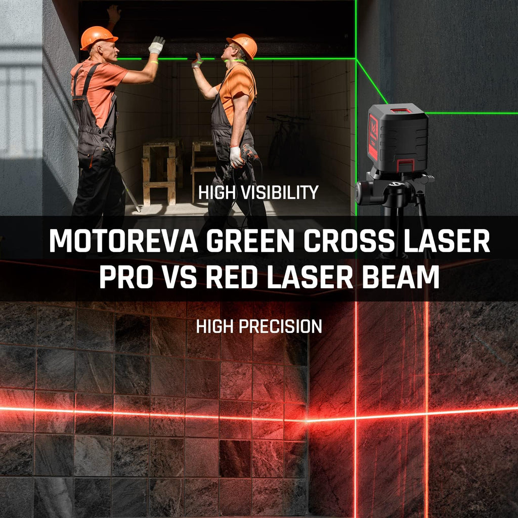 Self-Leveling Laser Level, 100Ft Green Cross Line Rotary Laser Tool - 4 Brightness Modes, Manual & Pulse Mode for Indoor/Outdoor Use, IP54 Waterproof with Carrying Bag