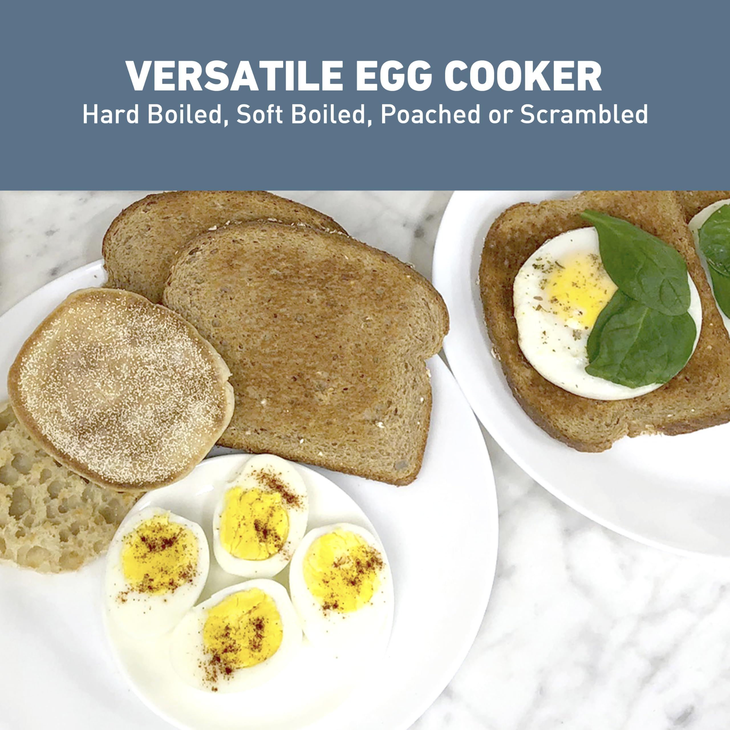 West Bend Breakfast Station 2-Slice Toaster and Egg Cooker/Poacher with Removable Pre-Cooked Meat and Vegetable Warming Tray for Perfect Breakfast Sandwiches, 1200-Watts, Black