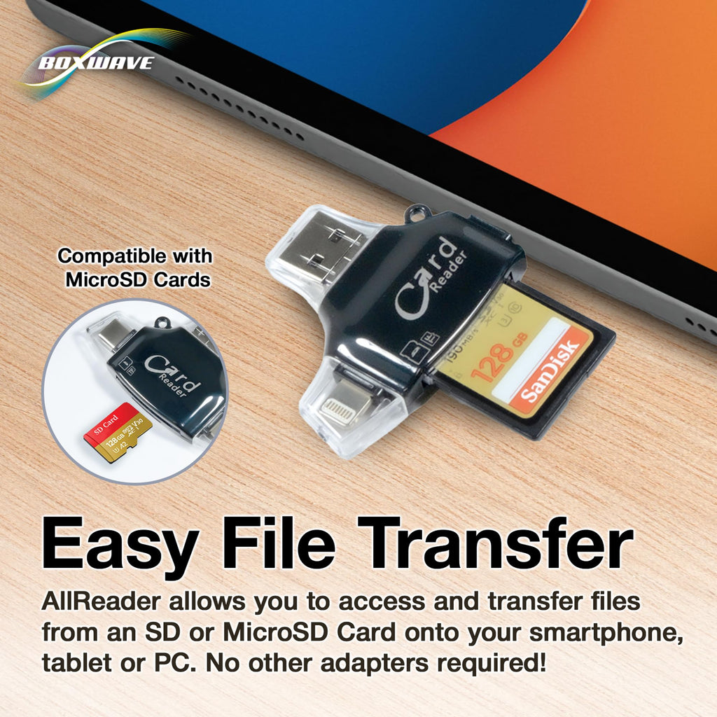 BoxWave Smart Gadget Compatible with Flipper Zero - AllReader SD Card Reader, microSD Card Reader SD Compact USB - Jet Black