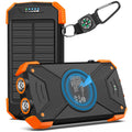 BLAVOR Solar Power Bank 10,000mAh, Portable Wireless Charger, 20W Fast Charging External Battery Pack with USB C for Cell Phones, Solar Panel Charging with Dual Flashlight for Camping
