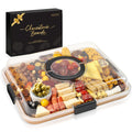 Renmxj Charcuterie Board with Clear Lid, Travel Portable Cheese Board Charcuterie Boxes Cutting Boards for Kitchen, House Warming Gifts New Home, World Cup Gift (Black, 6 Compartments)