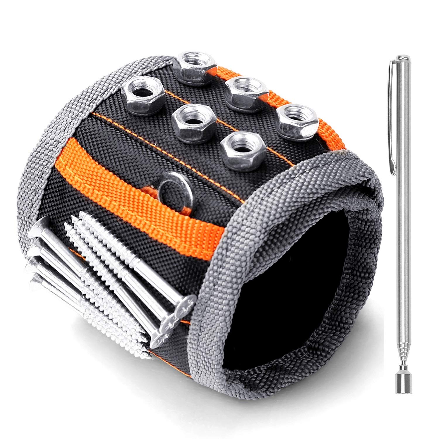 HORUSDY Magnetic Wristband, Stocking Stuffers, Gifts for Men, Premium Tool Belt for Holding Screws Nails Drill Bits with Powerful Magnets, Cool Gadgets, DIY, Valentine’s Day, for Dad