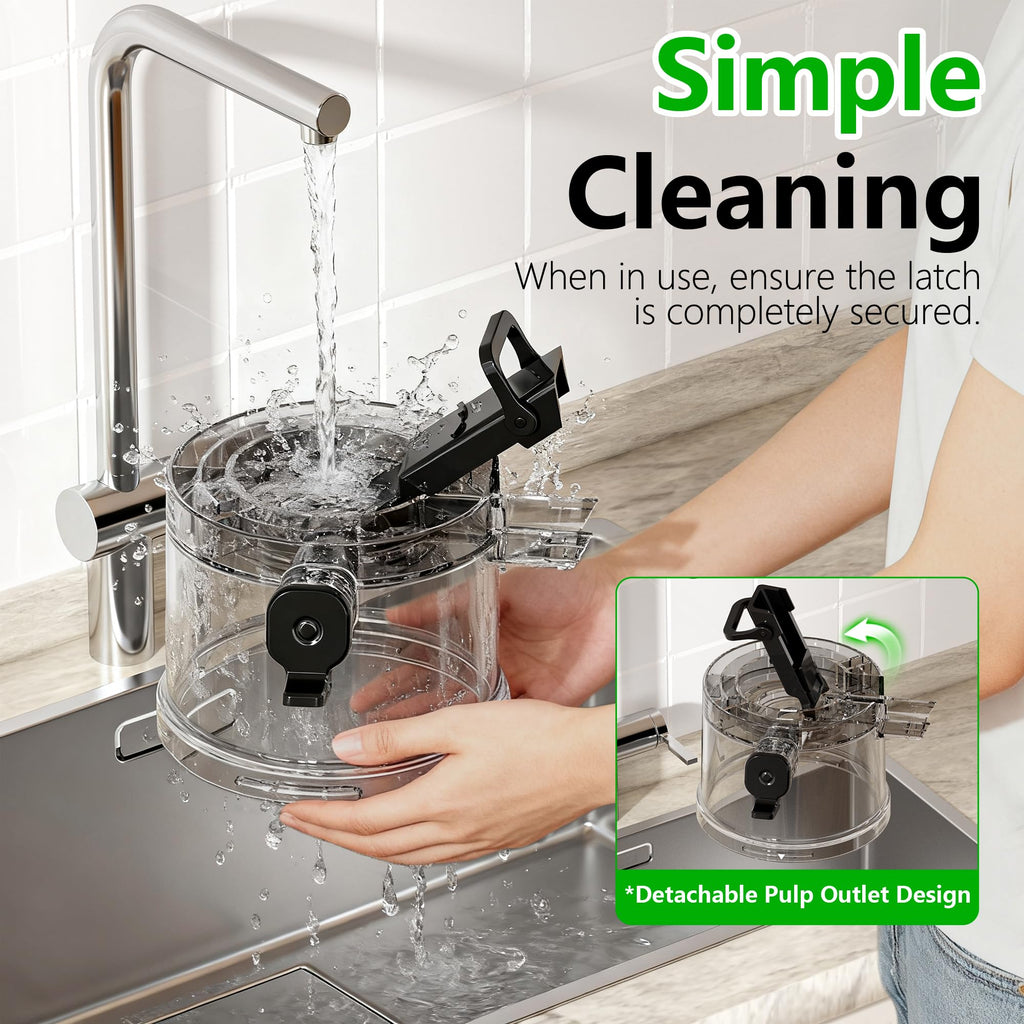 Cold Press Juicer, 6" Extra Large Feed Chute Slow Masticating Juicer Machines, Powerful AC Brushless Motor, Self Precut System, Juicer Machines with BPA-Free, Extra one Replace juicer strainer