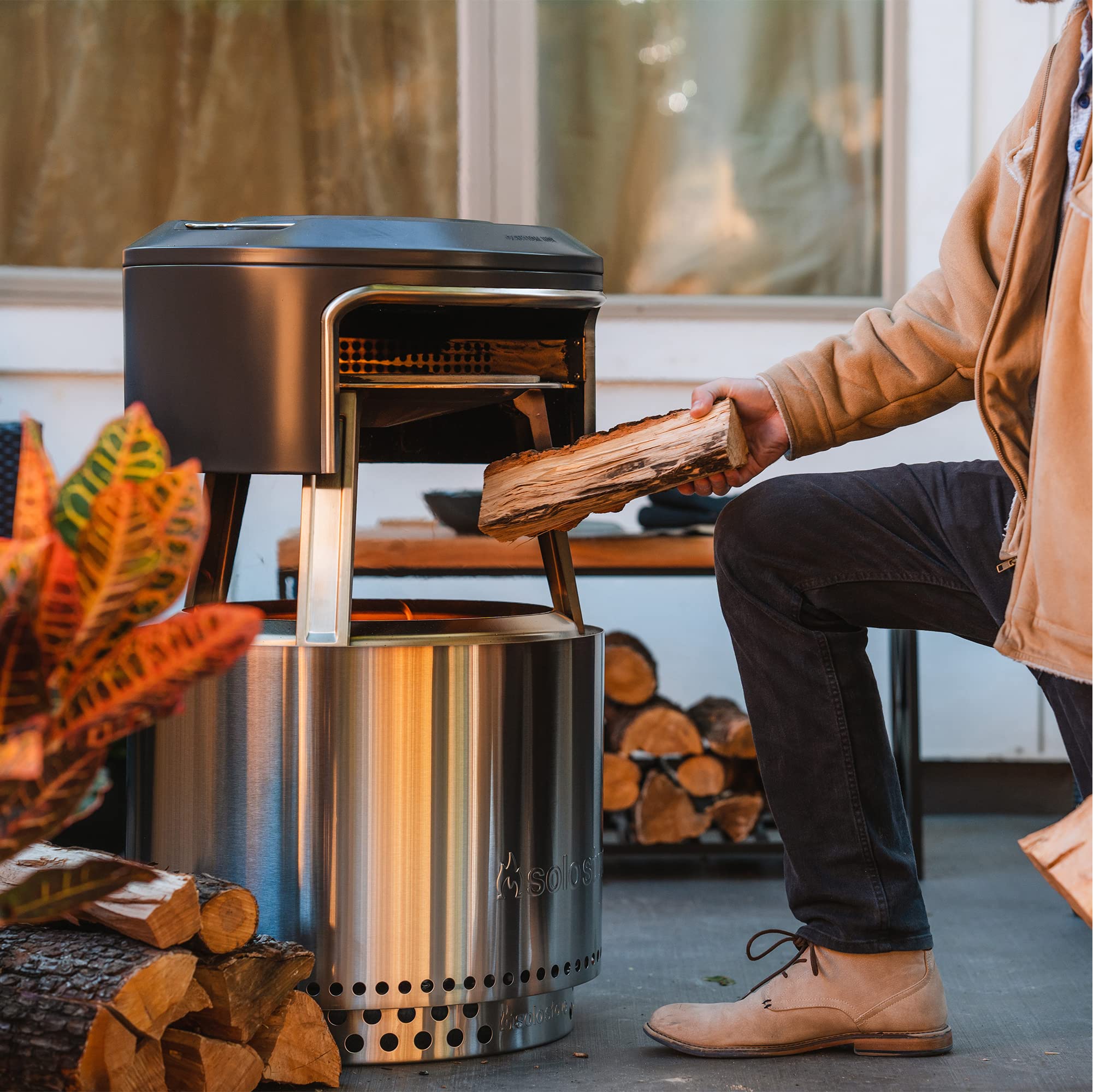 Solo Stove Yukon Pi Fire | Pizza Oven Accessory for Yukon Fire Pit, Incl. Carry Case & Cordierite Pizza Stone, Wood Burning Assembly, Stainless Steel, (H x Dia): 19.1 x 26.5 in