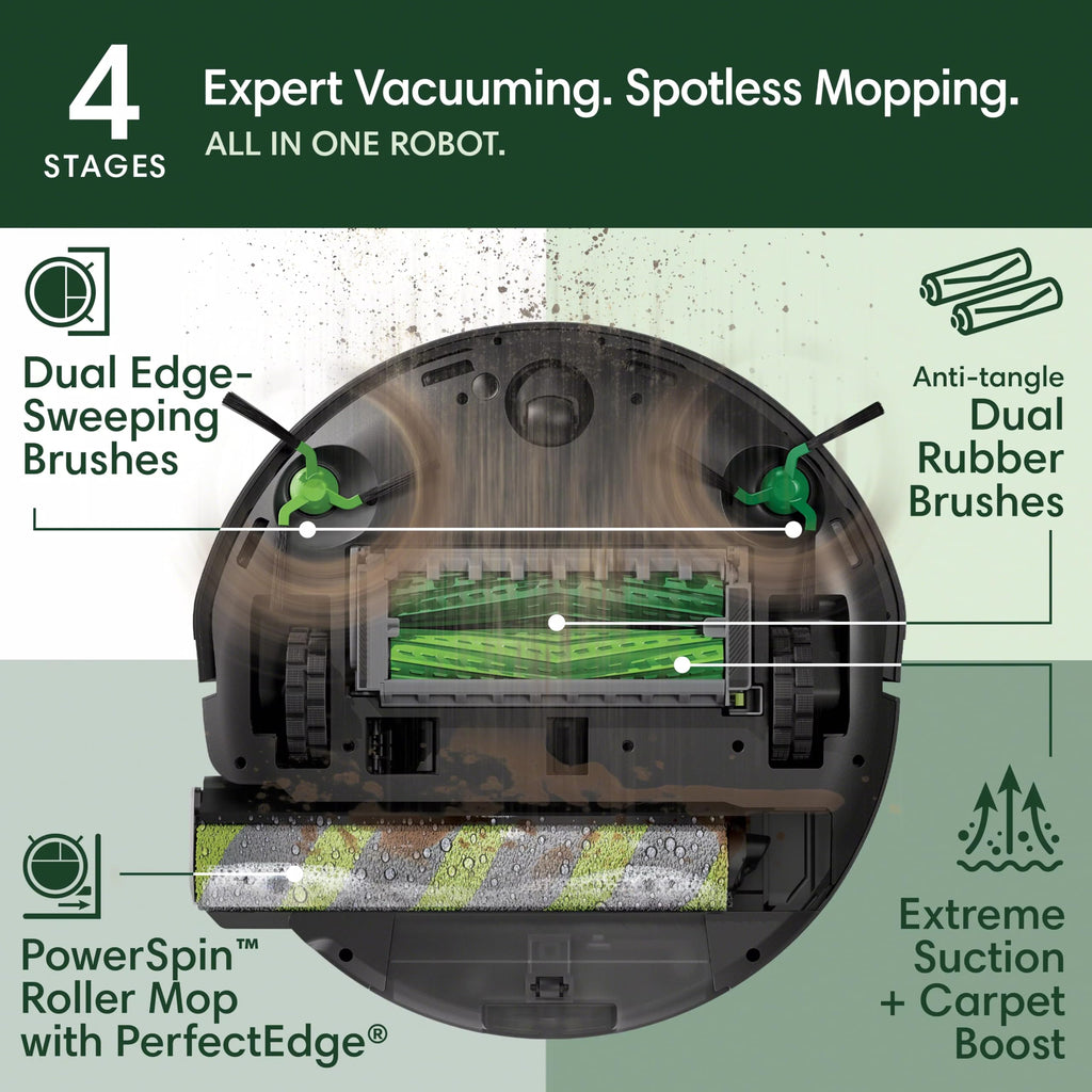 iRobot Roomba Max 705X Combo Robot Vacuum & Mop + AutoWash Dock– 175x More Suction, Extending Self-Cleaning Roller Mop, Dual Rubber Brushes, Self‑Empties for 75 Days, Heat-Wash & Dry, Avoids Obstacles