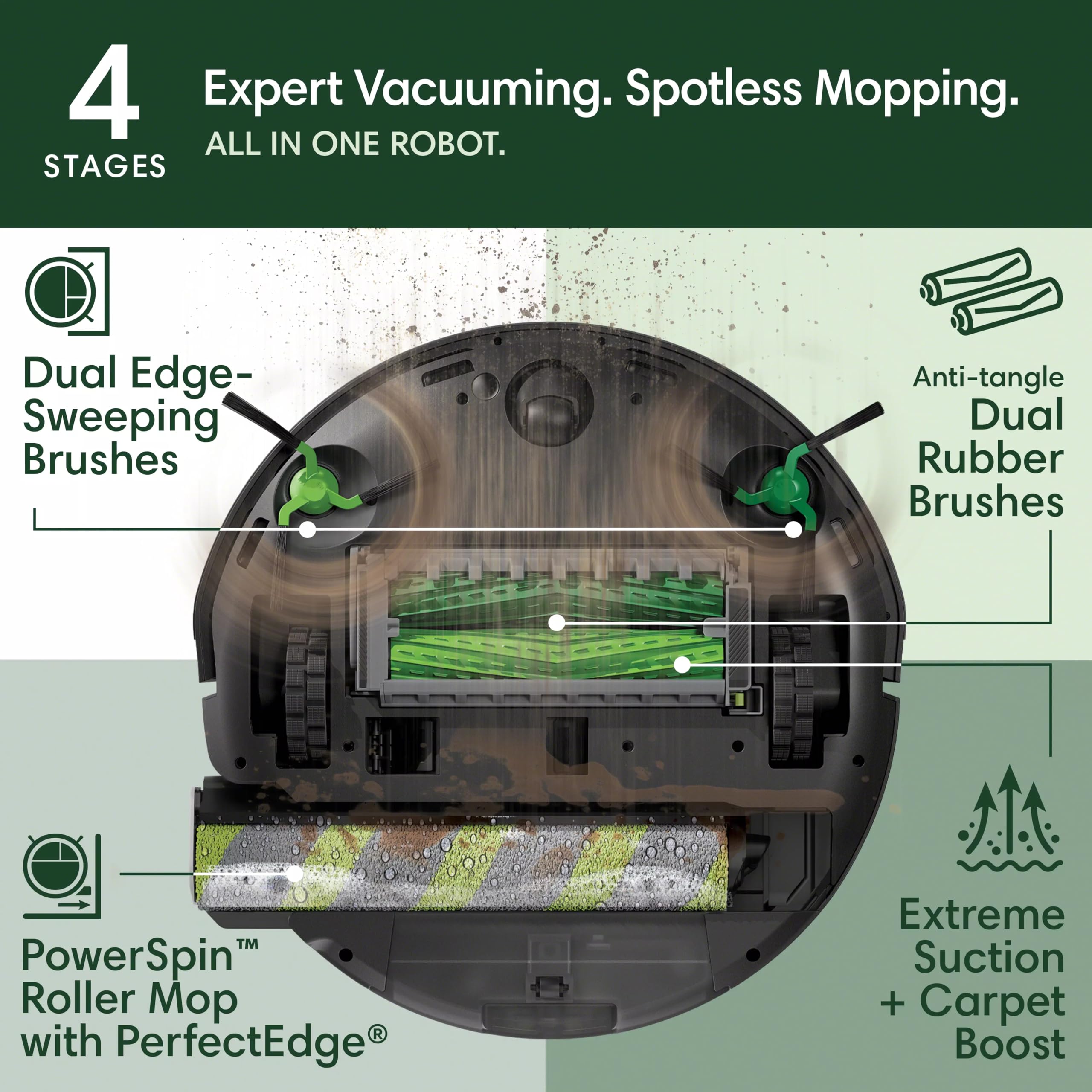 iRobot Roomba Max 705X Combo Robot Vacuum & Mop + AutoWash Dock– 175x More Suction, Extending Self-Cleaning Roller Mop, Dual Rubber Brushes, Self‑Empties for 75 Days, Heat-Wash & Dry, Avoids Obstacles