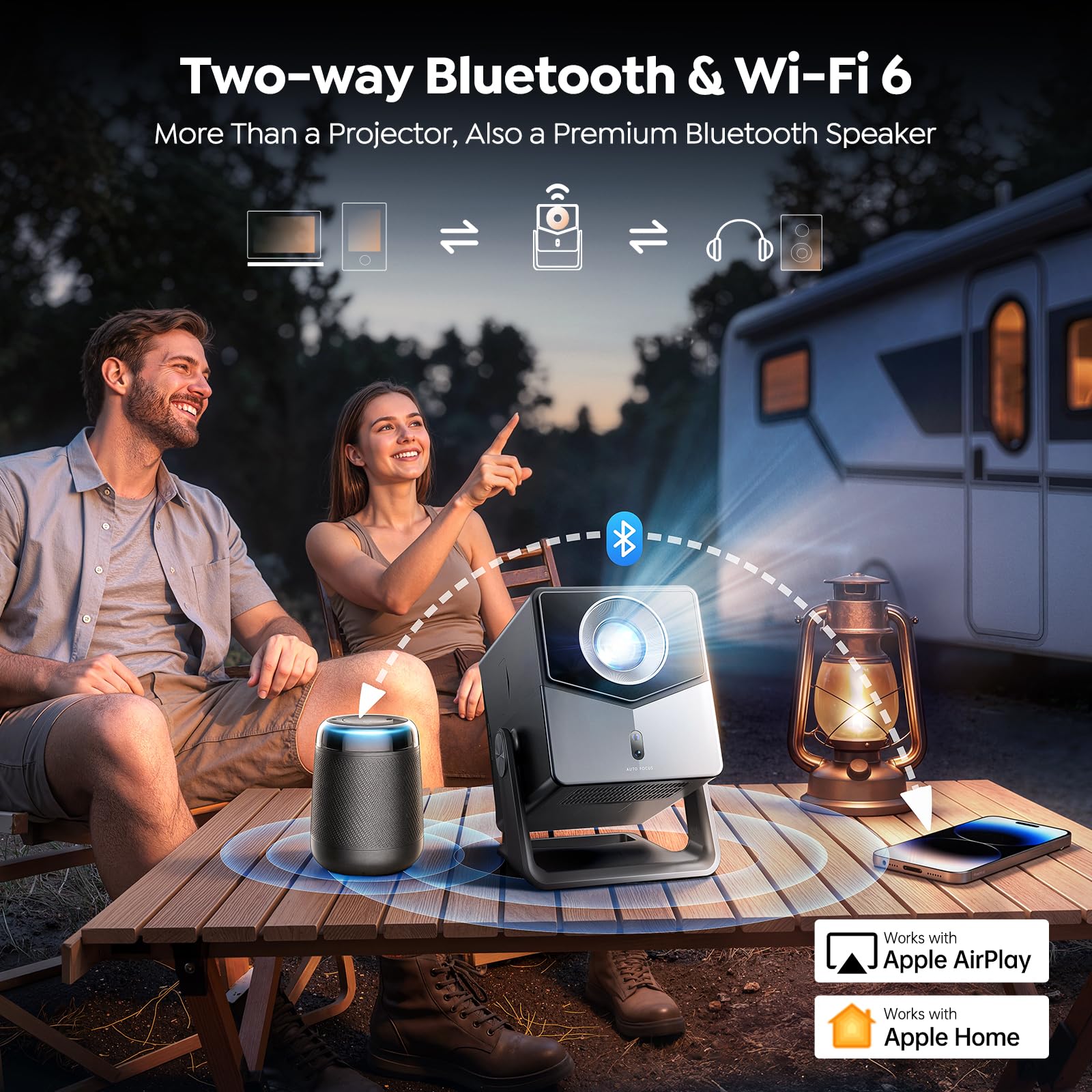 Smart Projector 4K [VIDAA Live TV & 36W Dolby & Voice Control] with WiFi6 and Bluetooth, Short Throw Projector Compatible with Netflix, AI Auto Focus, HDR10, Home Theater Proyector for Outdoor Movies