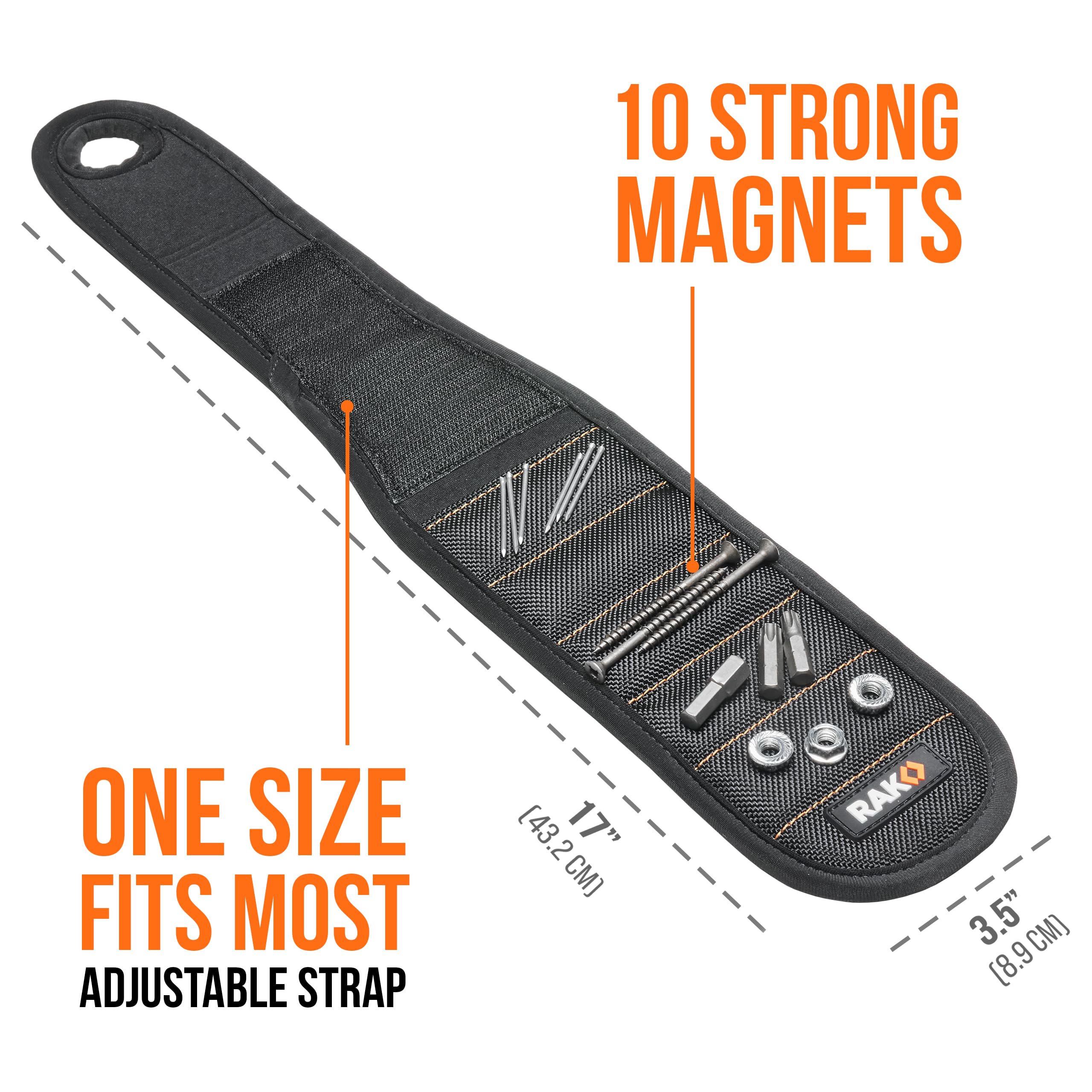 RAK Magnetic Wristband, Thumb Loop for Holding Screws, Nails, Drill Bits for Men - Made from Premium Ballistic Nylon, Lightweight Powerful Magnets for Dad, Husband, Grandpa, Handyman