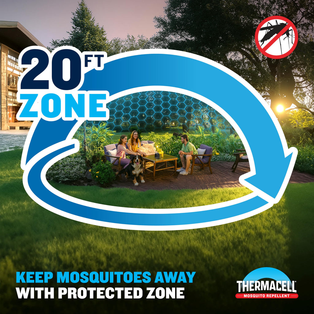 Thermacell E-ZoneGuard Patio + Rechargeable Mosquito Repeller with 20-Foot Zone of Scientifically Proven Outdoor Protection; 6.5-Hr Battery; 36-Hr Refill; Bug Spray Alternative; Fast Charging Dock