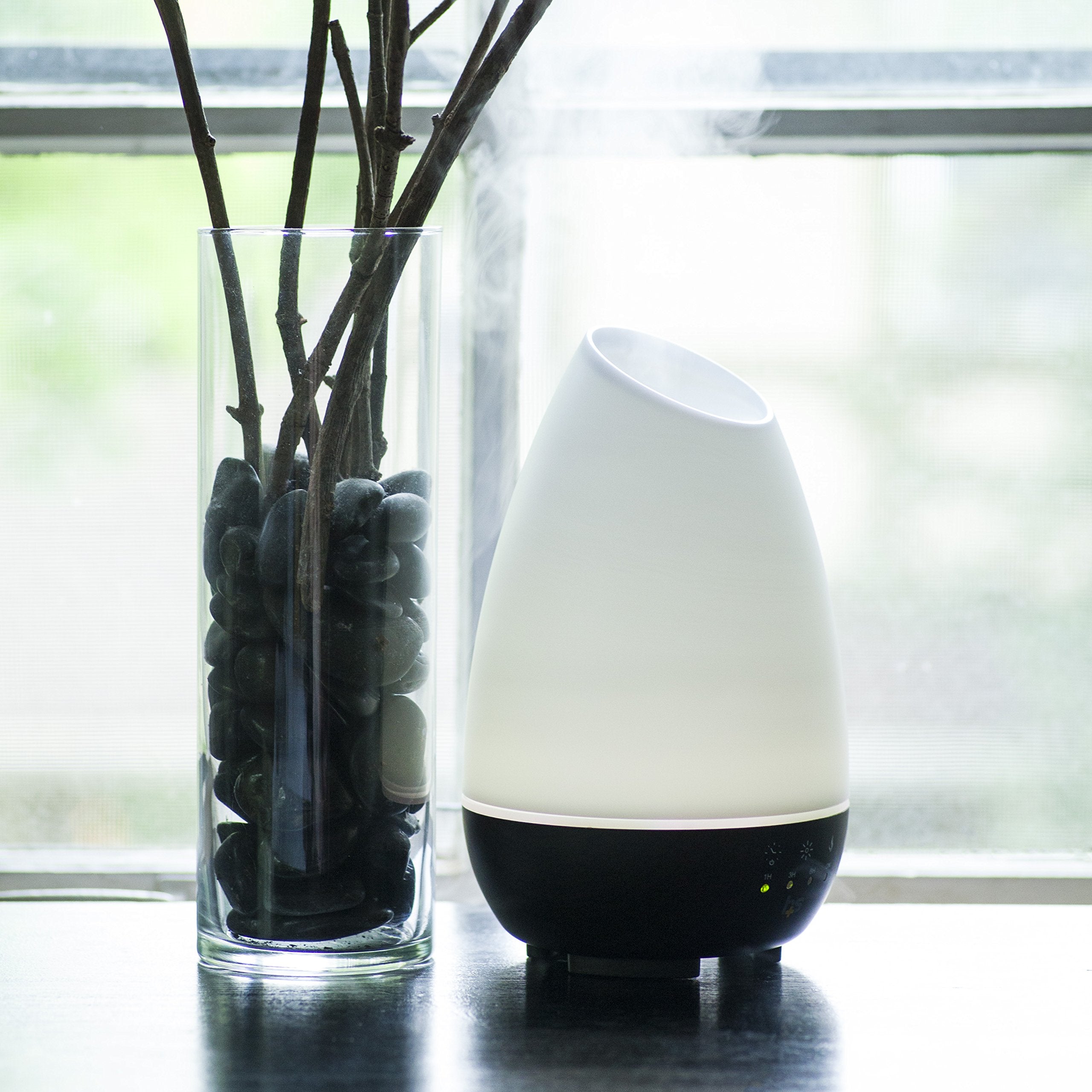 HealthSmart 500ML Essential Oil Diffuser for Large Rooms, Cool Mist Humidifier and Aromatherapy Diffuser, Adjustable Timer, Mist Mode and 7 LED Light Colors, White (Pack of 1)