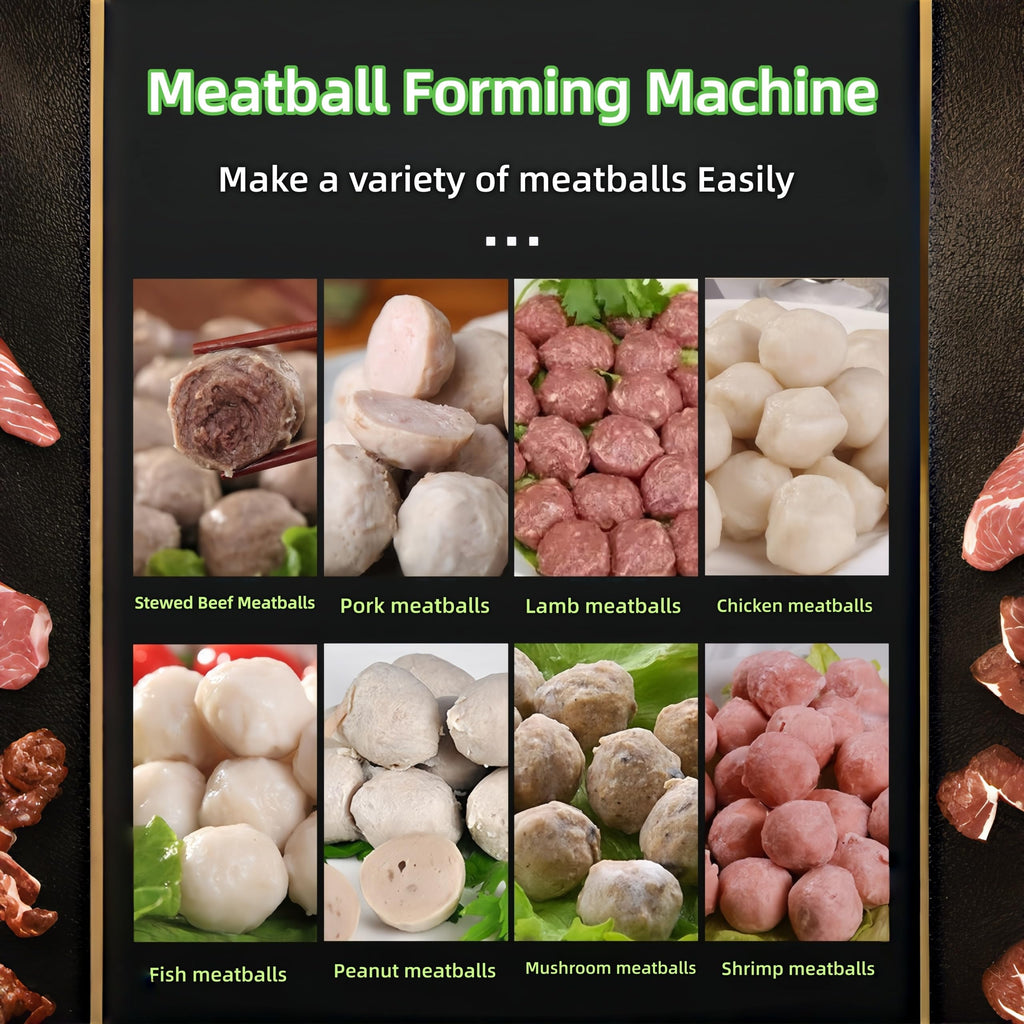 Kolice Commercial Meatball Forming Machine 280-300 Pcs/Min Production, Automatic Meatball Maker Machine with 6 Models 18/22/26/28/30/32mm, Meatball forming tools for fish, beef, pork,mutton