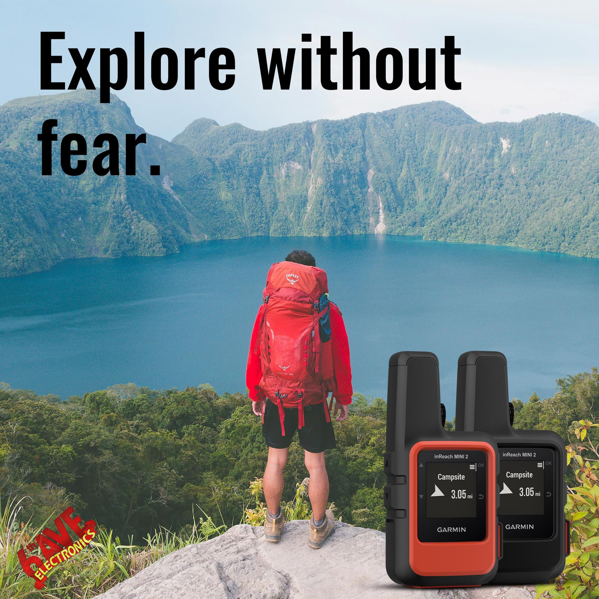 Garmin inReach Mini 2 Satellite Communicator, Lightweight Compact Rugged Design, Portable GPS Handheld for Hiking, Two-Way Text Messaging Device Bundle with Accessories (Flame Red)